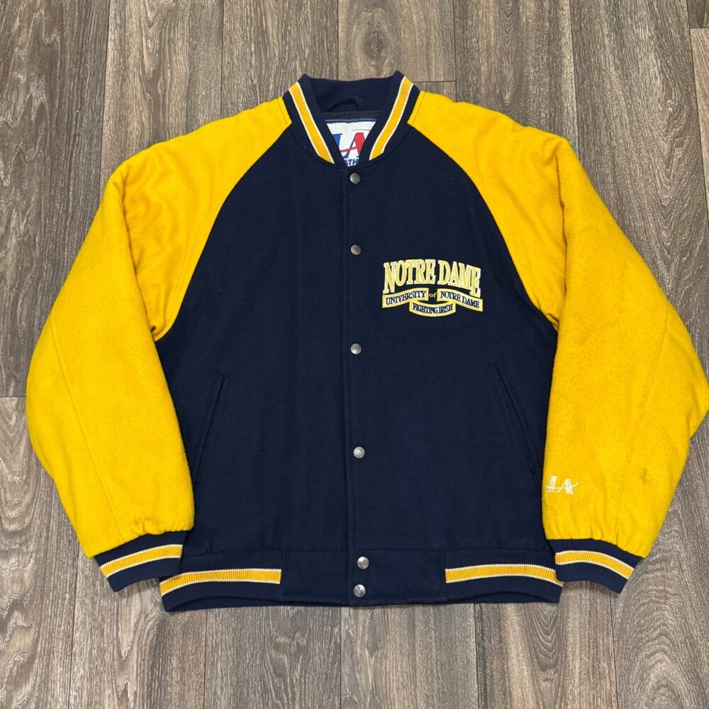 Vintage NOTRE DAME Fighting Irish Logo Athletic Wool Blend Varsity Jacket Size S